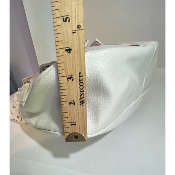 White Shoulder Bag Multiple Compartments Silver Hardware Adjustable Straps NWOT - Picture 7 of 10